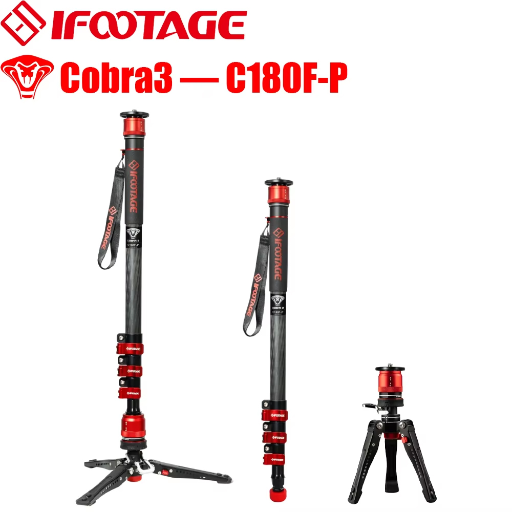 Video Head Tripod Carbon Fiber - IFOOTAGE Cobra 3 C180F-P Monopod for