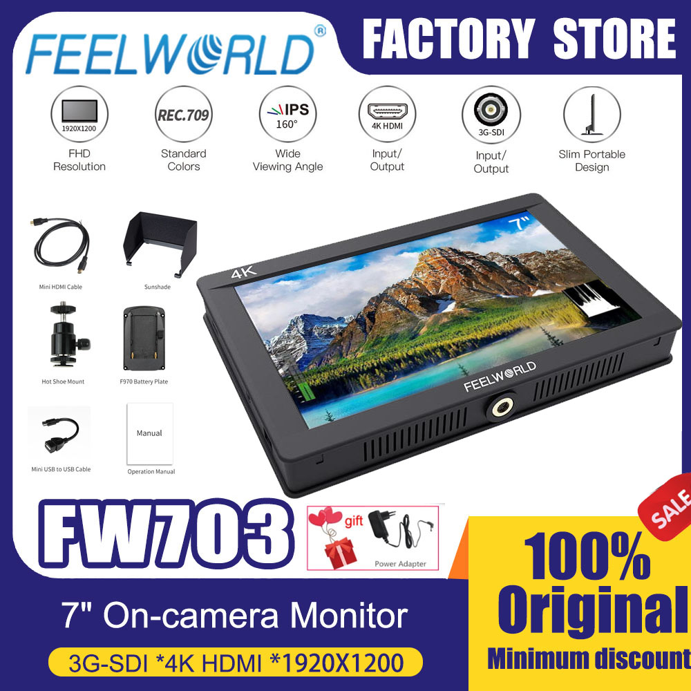 Camera Monitor 7 Inch Hdmi 4K - FEELWORLD 7-inch On-camera Monitor FW703 3G-SDI