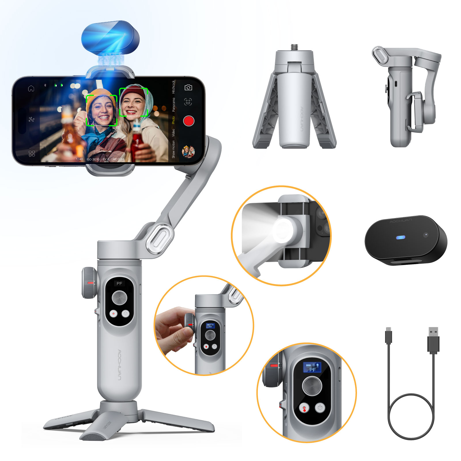 Gimbal Stabilizer For Phone 3 Axis - AOCHUAN Smart Xpro AI Tracking Sensor