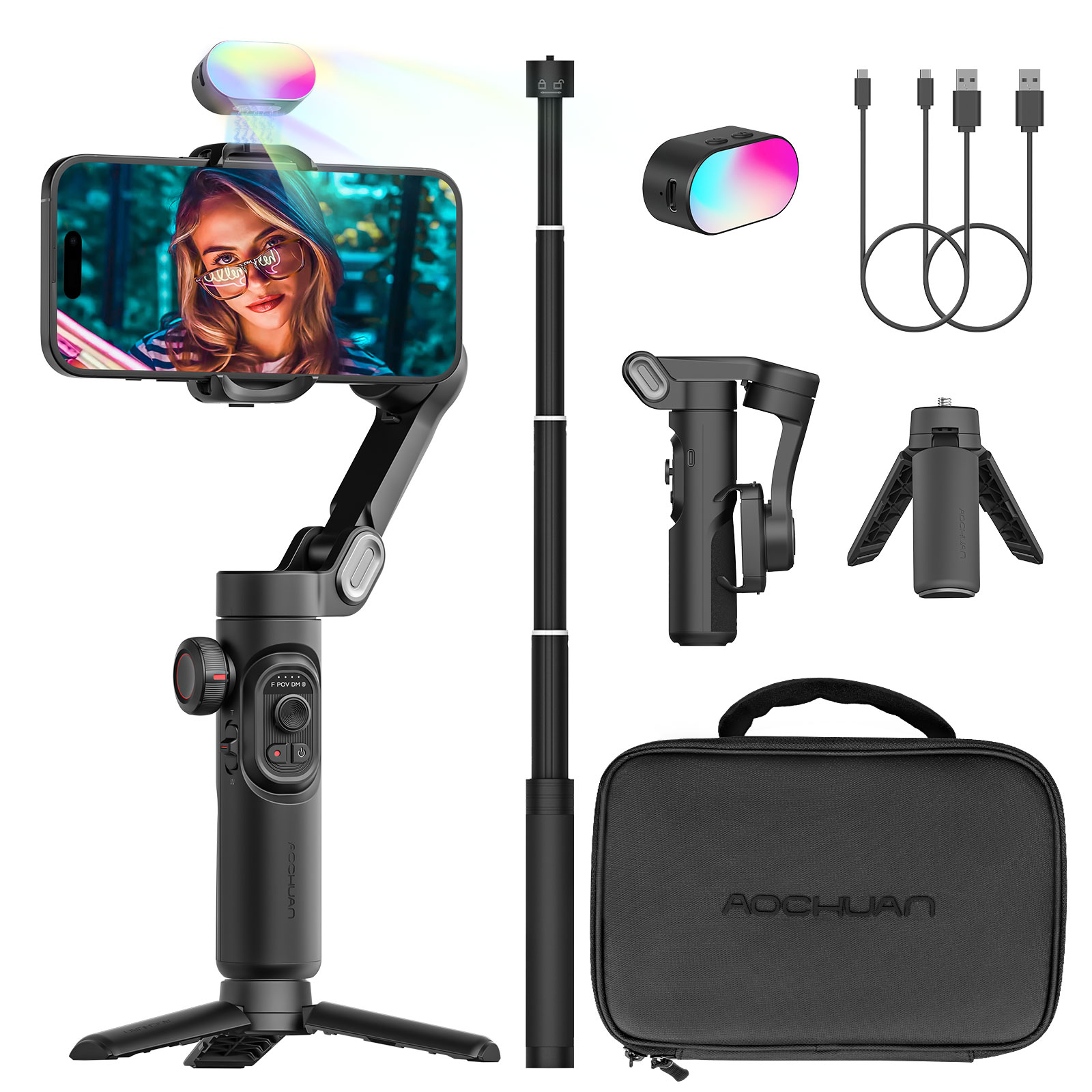 Gimbal Stabilizer For Phone 3 Axis - AOCHUAN Smart XE Combo Phone Gimbal