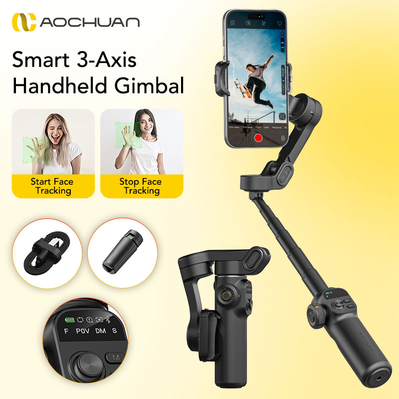Gimbal Stabilizer For Phone 3 Axis - AOCHUAN Smart X2 Black 3-Axis Handheld