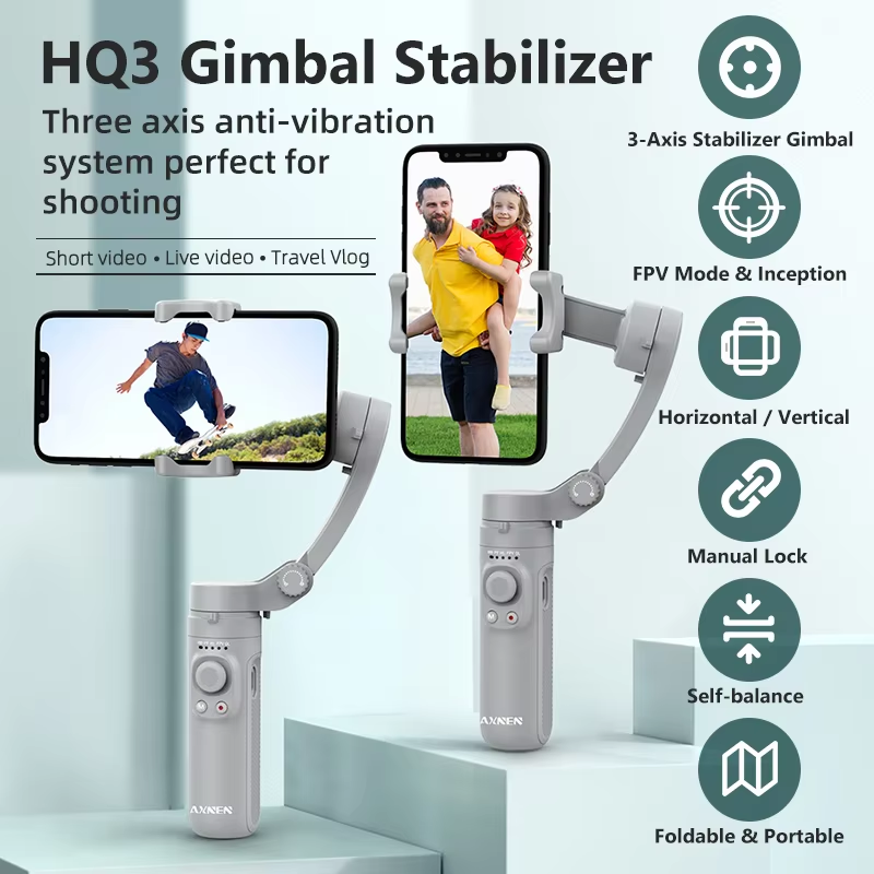 Gimbal Stabilizer For Phone 3 Axis - AXNEN 3-Axis Gimbal Handheld Self Stabilizer