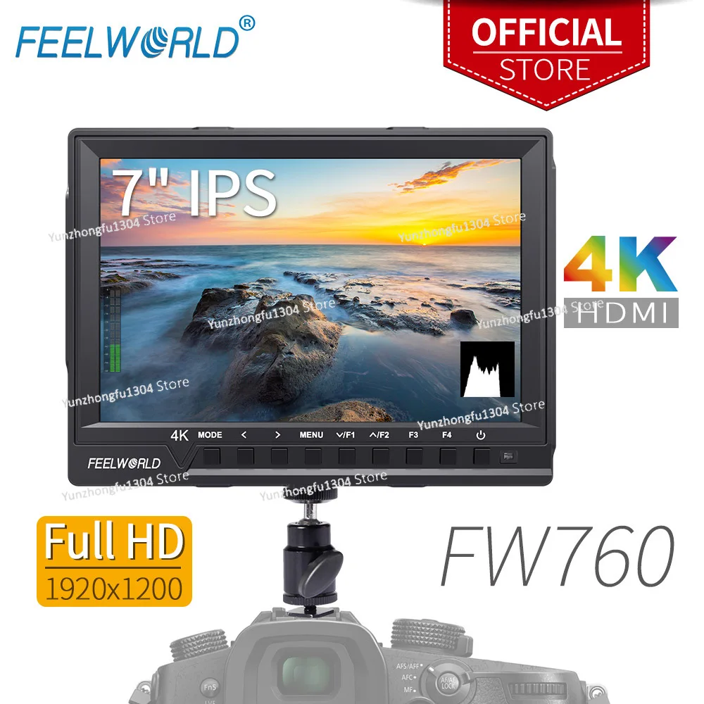 Camera Monitor 7 Inch Hdmi 4K - Feelworld FW760 7 Inch IPS Full