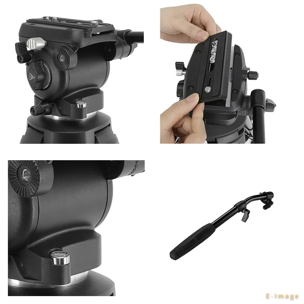 Video Tripod Fluid Head 75Mm - 2026 New E-IMAGE EK650 Professional Compact