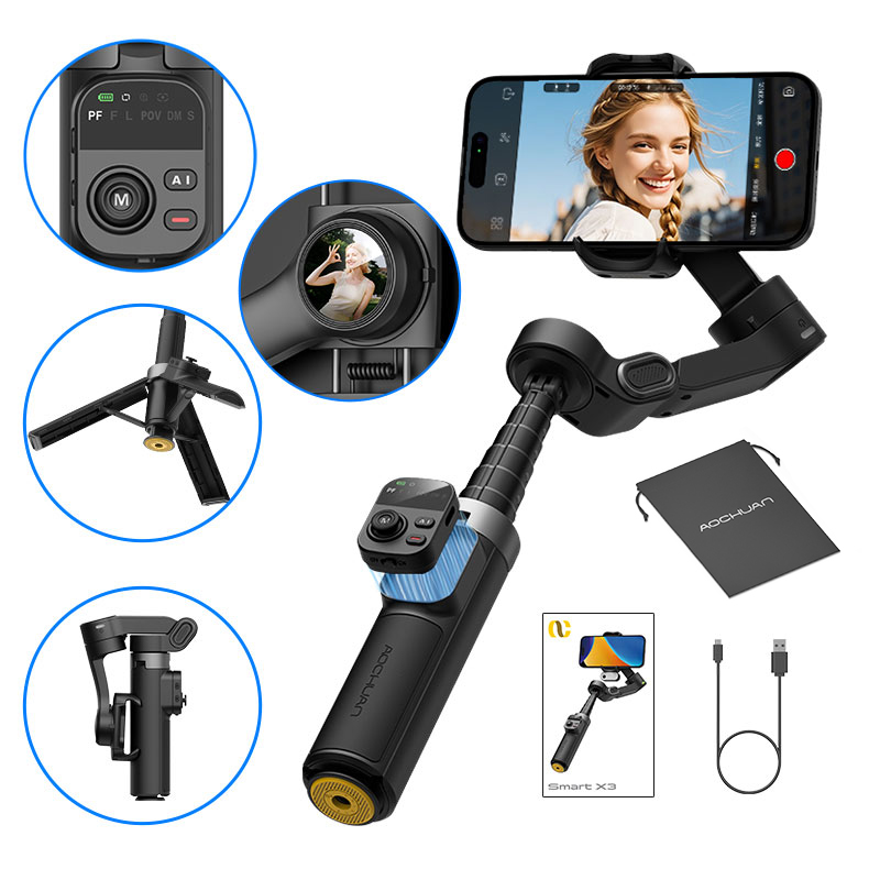 AOCHUAN Smart X3 360° Pan Rota - Gimbal Stabilizer For Phone 3 Axis recension och pris