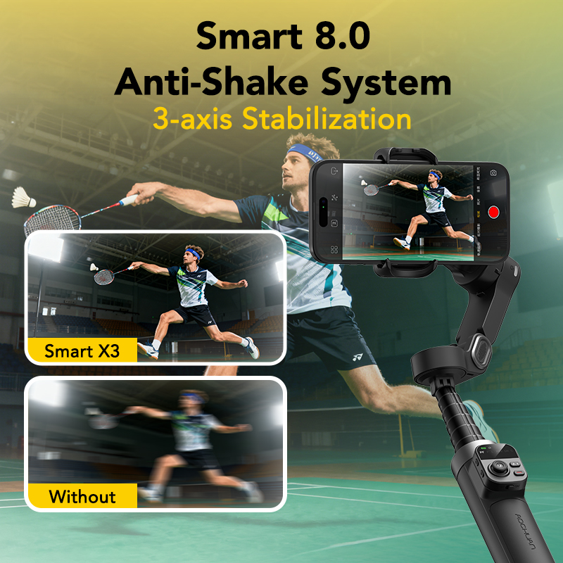 AOCHUAN Smart X3 360° Pan Rota - Gimbal Stabilizer For Phone 3 Axis recension och pris