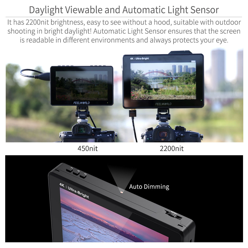 FEELWORLD 7 Inch  2200nits 3D  - Camera Monitor 7 Inch Hdmi 4K recension och pris