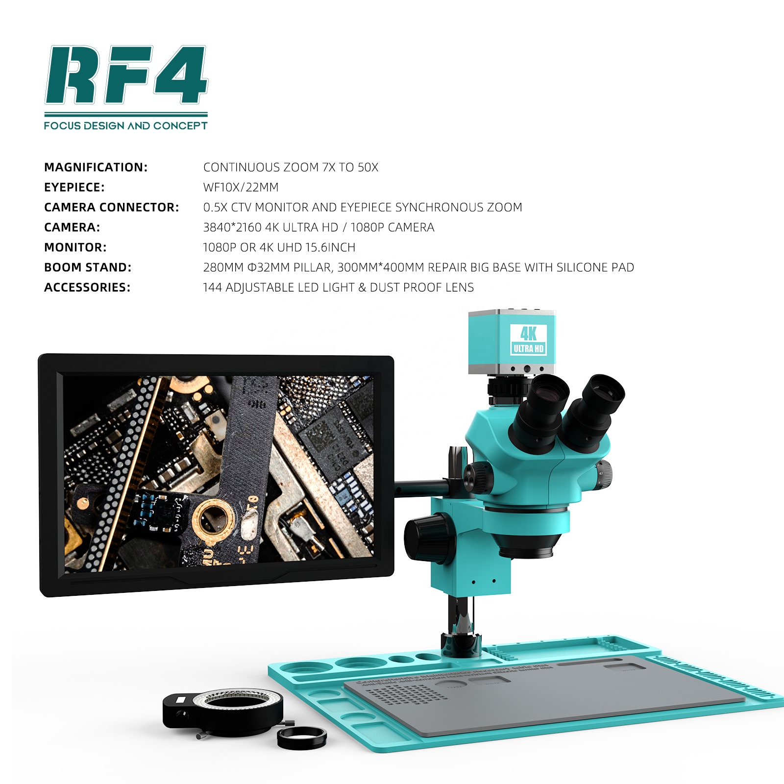 RF4 7-50X Trinocular Stereo 4K - Camera Monitor 7 Inch Hdmi 4K recension och pris