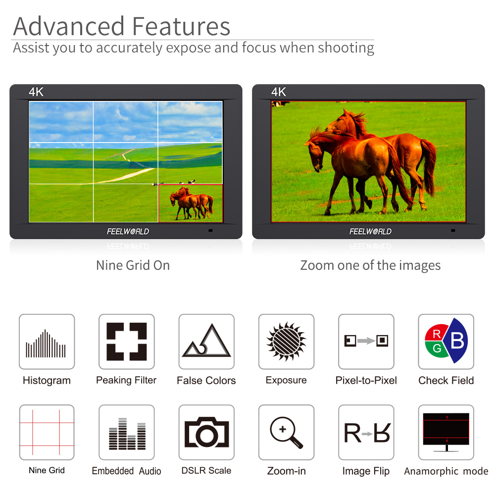 FEELWORLD 7-inch On-camera Mon - Camera Monitor 7 Inch Hdmi 4K recension och pris