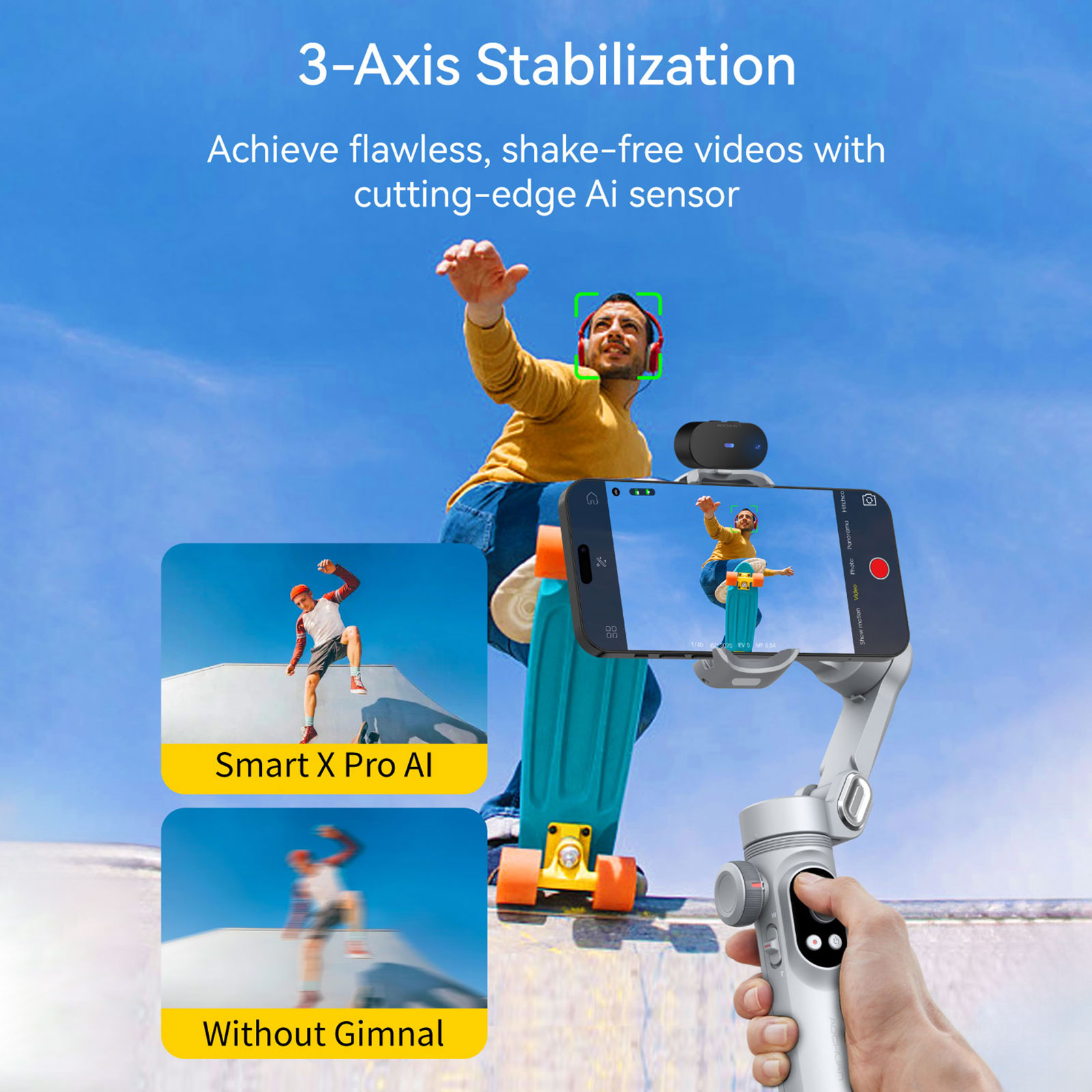 AOCHUAN Smart Xpro AI Tracking - Gimbal Stabilizer For Phone 3 Axis recension och pris