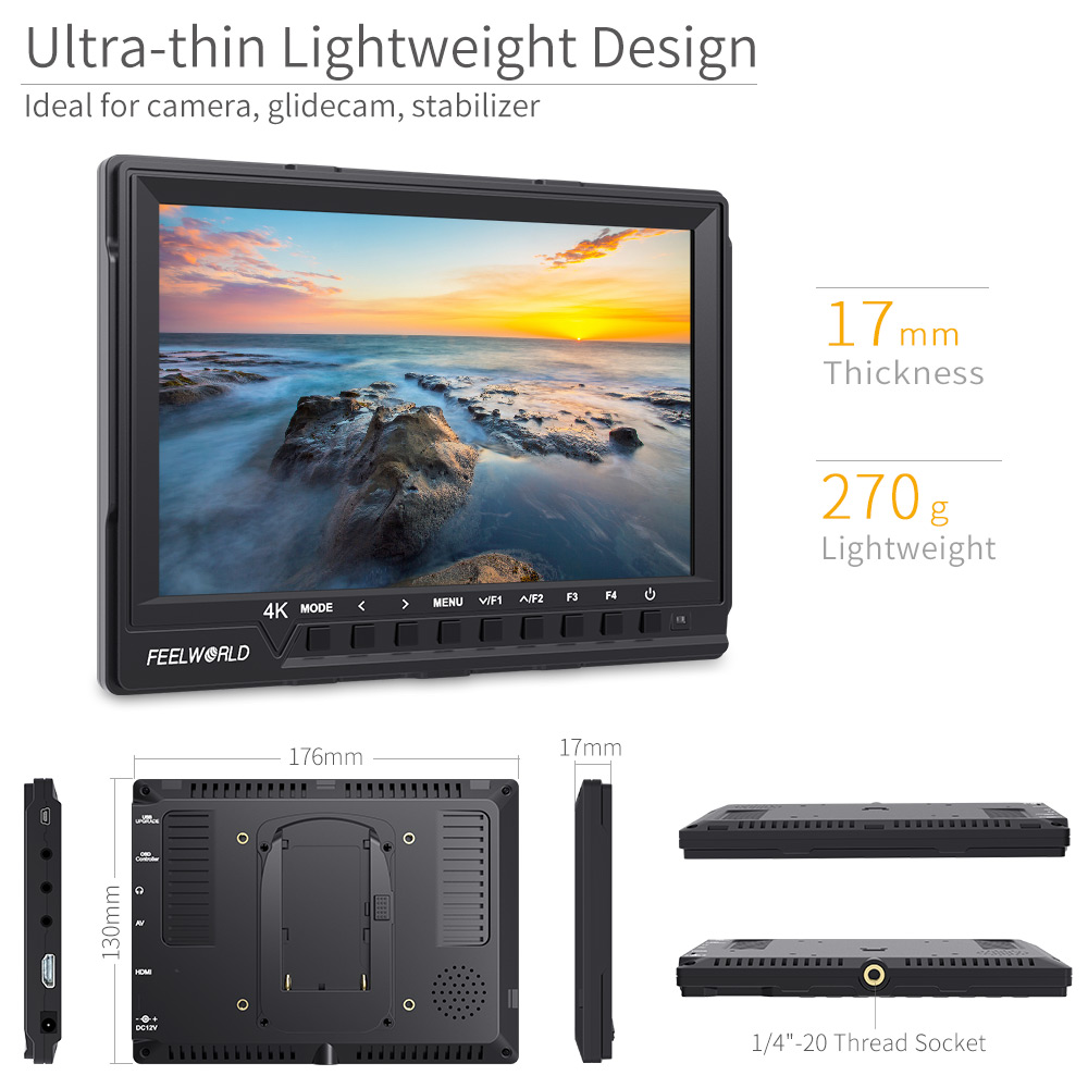 Feelworld FW760 7 Inch IPS Ful - Camera Monitor 7 Inch Hdmi 4K recension och pris
