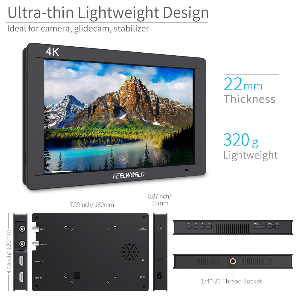 Feelworld FW703 7 Inch 3G-SDI  - Camera Monitor 7 Inch Hdmi 4K recension och pris